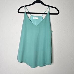 Evera B Amazon brand V Neck Spagetti Strap Teal Green Blue Dressy Casual Tank‎